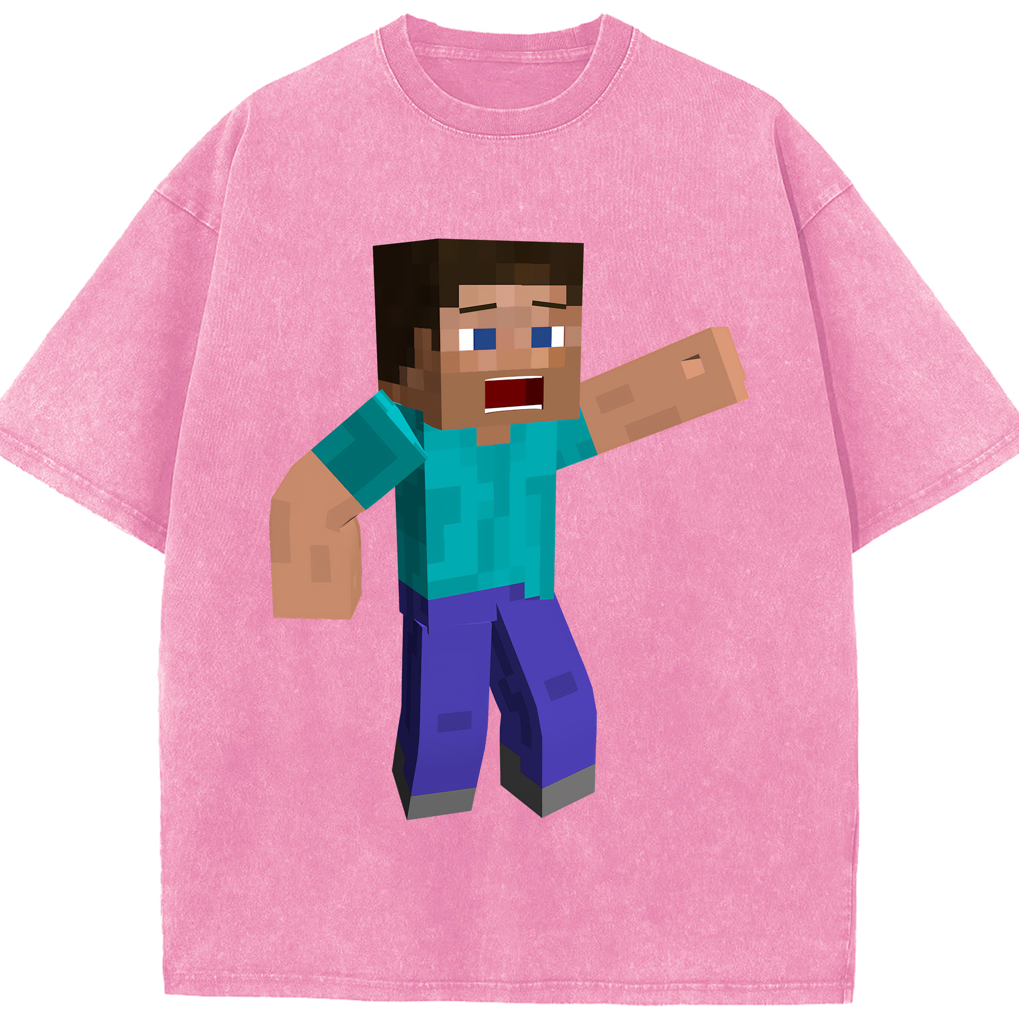 （画像用） マインクラフト ブロックの世界 Minecraft MC Block world 綿100% ヴィンテージ風 半袖Tシャツ（フロントプリント）